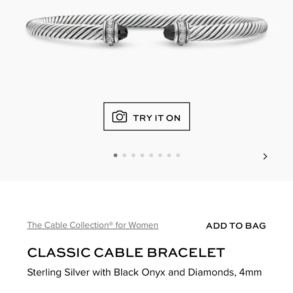 *SOLD* David Yurman Classic Cable Bracelet * Silver Diamonds & Black Onyx